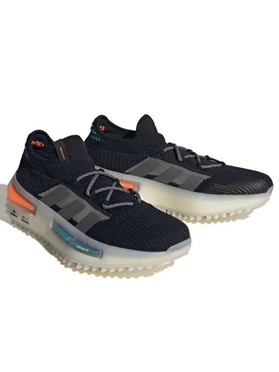 adidas Other - adidas NMD S1 Black Knit Sneakers with Gray Stripes and Translucent Sole.